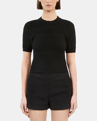 Black openwork knit sweater