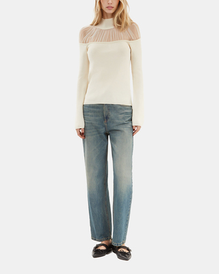 Gathered sweater ecru