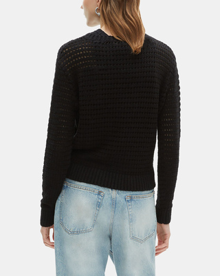 Black openwork mixed sweater