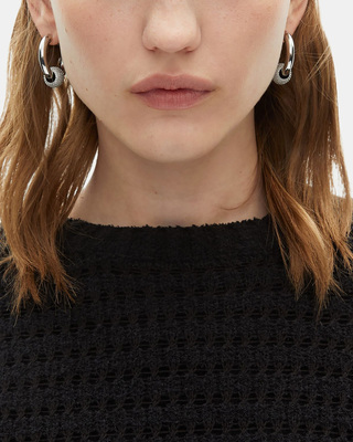 Black openwork mixed sweater