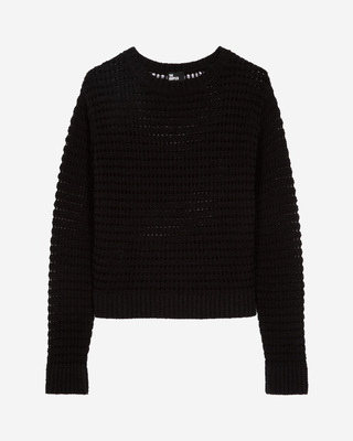 Black openwork mixed sweater