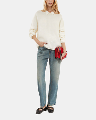Ecru wool and mohair sweater