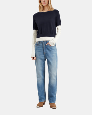 Navy and ecru sweater