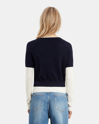 Navy and ecru sweater