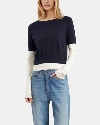 Navy and ecru sweater