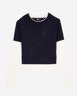 Navy and ecru sweater