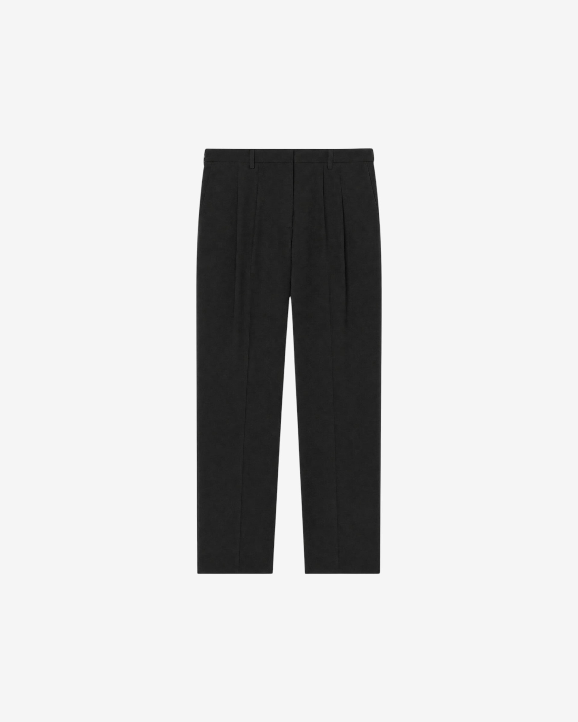Black wool wide-leg tailored pants