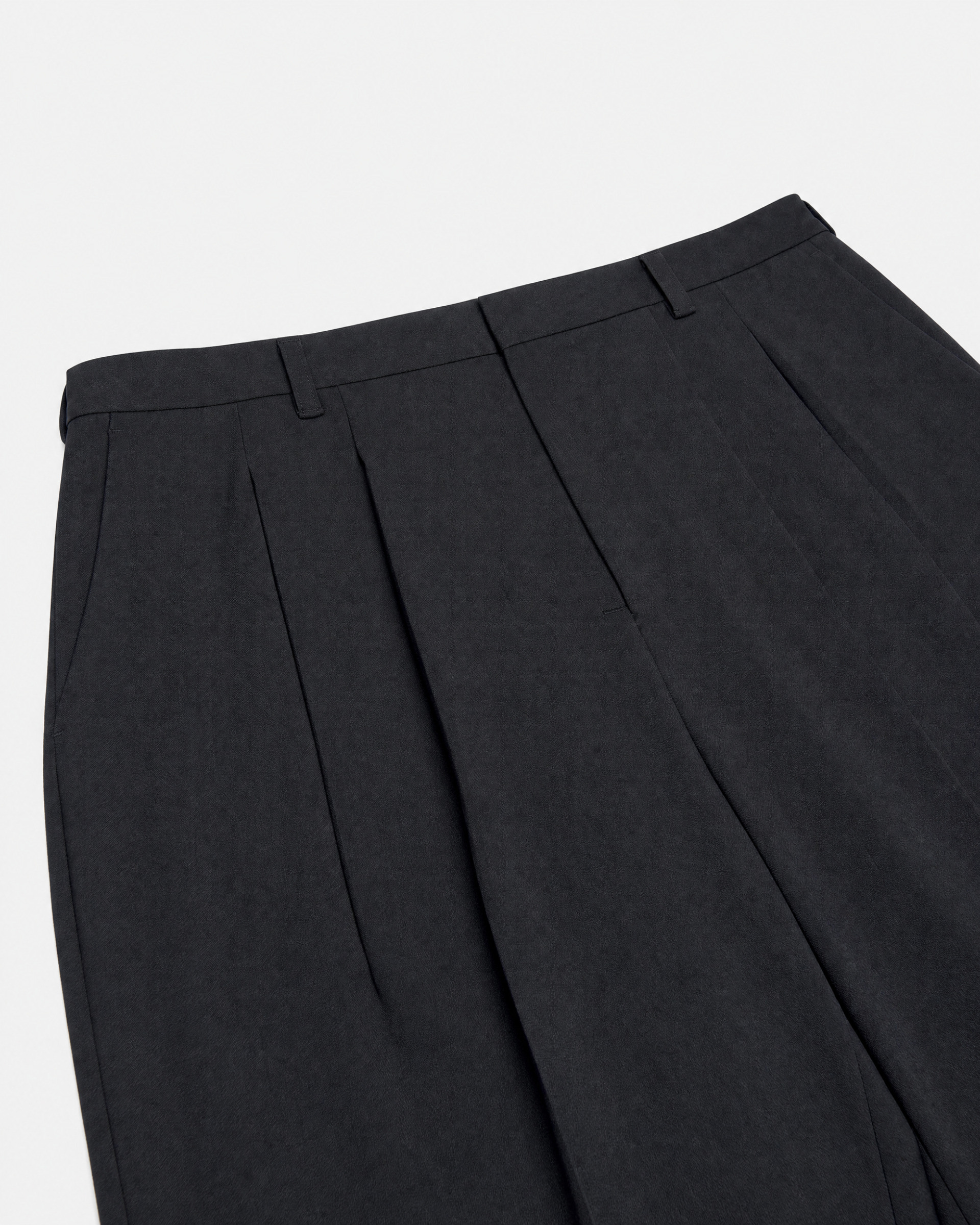 Black wool wide-leg tailored pants