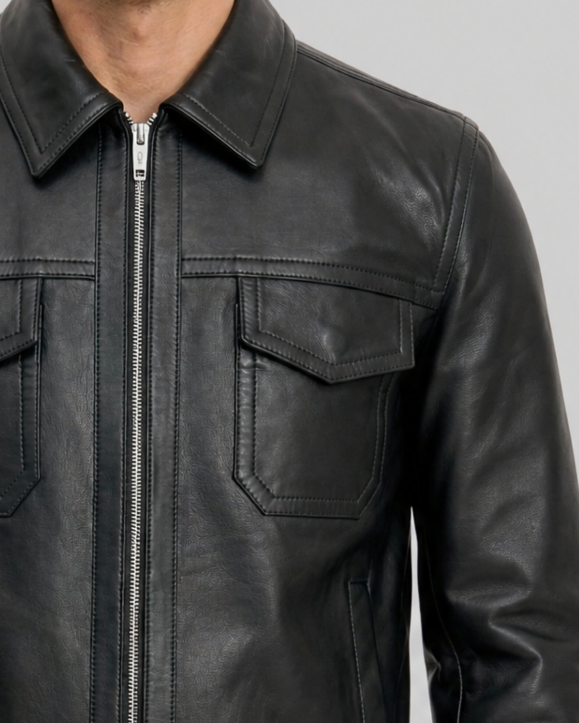 Black leather jacket