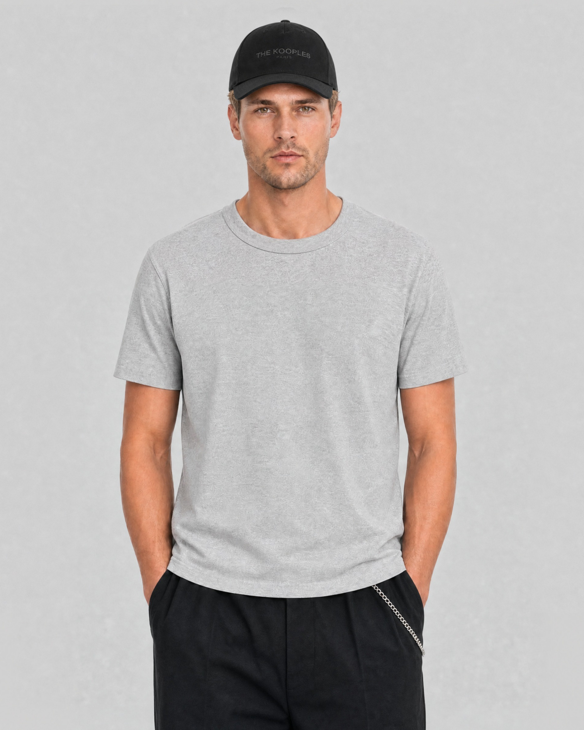 Solid-color heather gray T-shirt