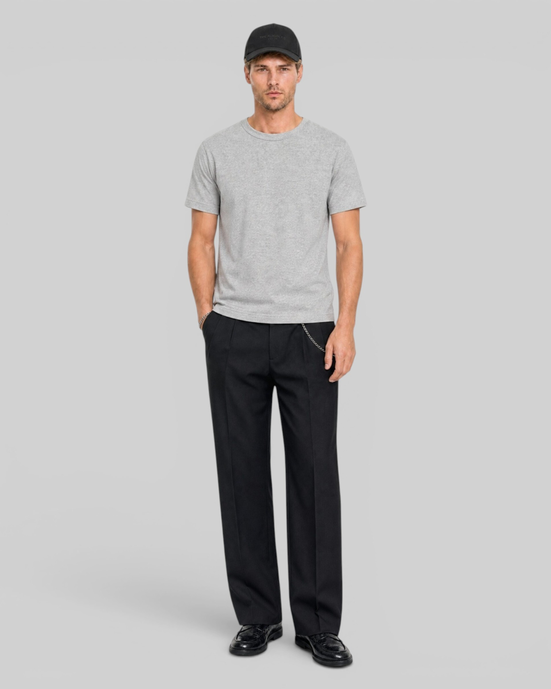 Solid-color heather gray T-shirt
