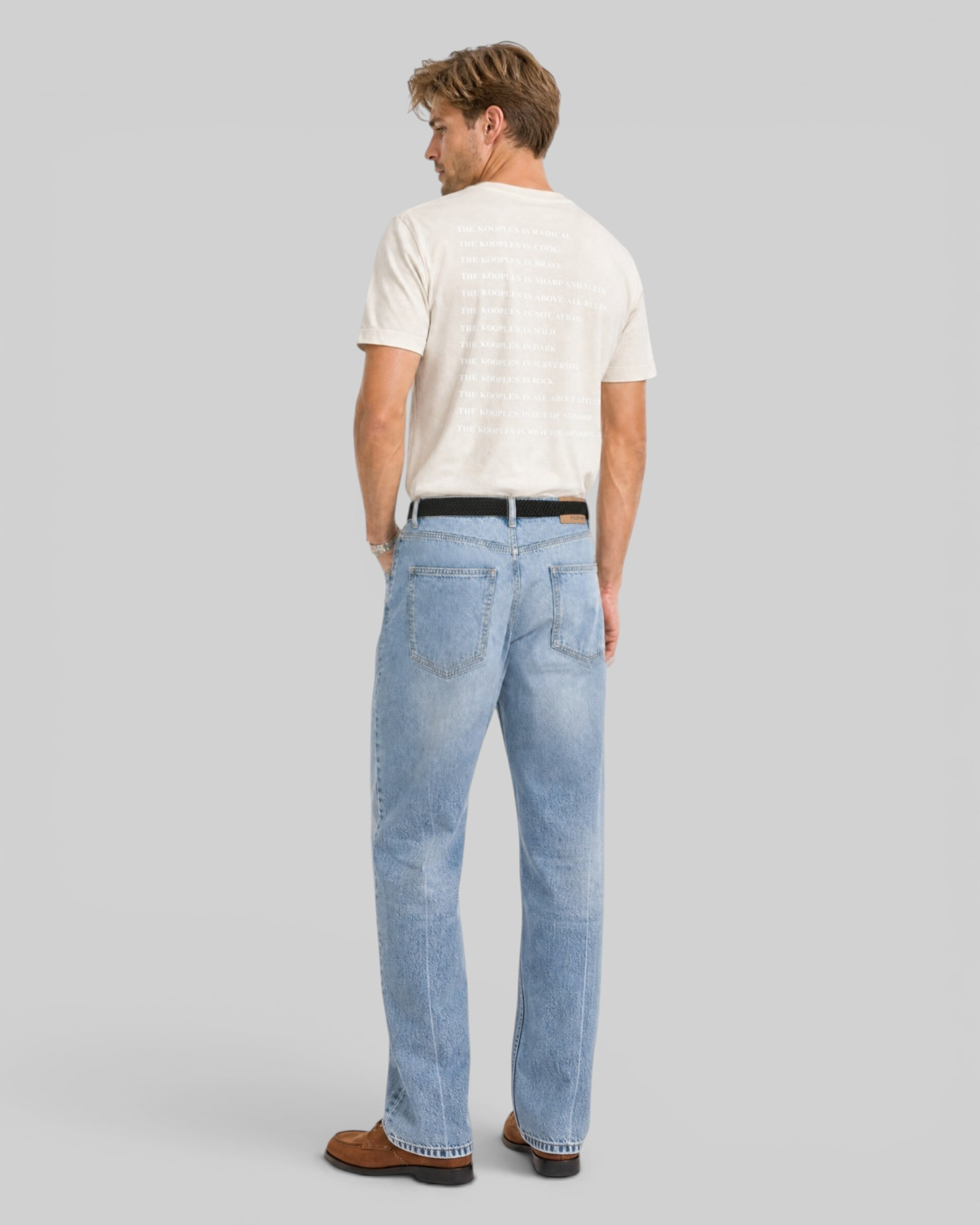 Beige 'What Is' Denim Patch T-shirt