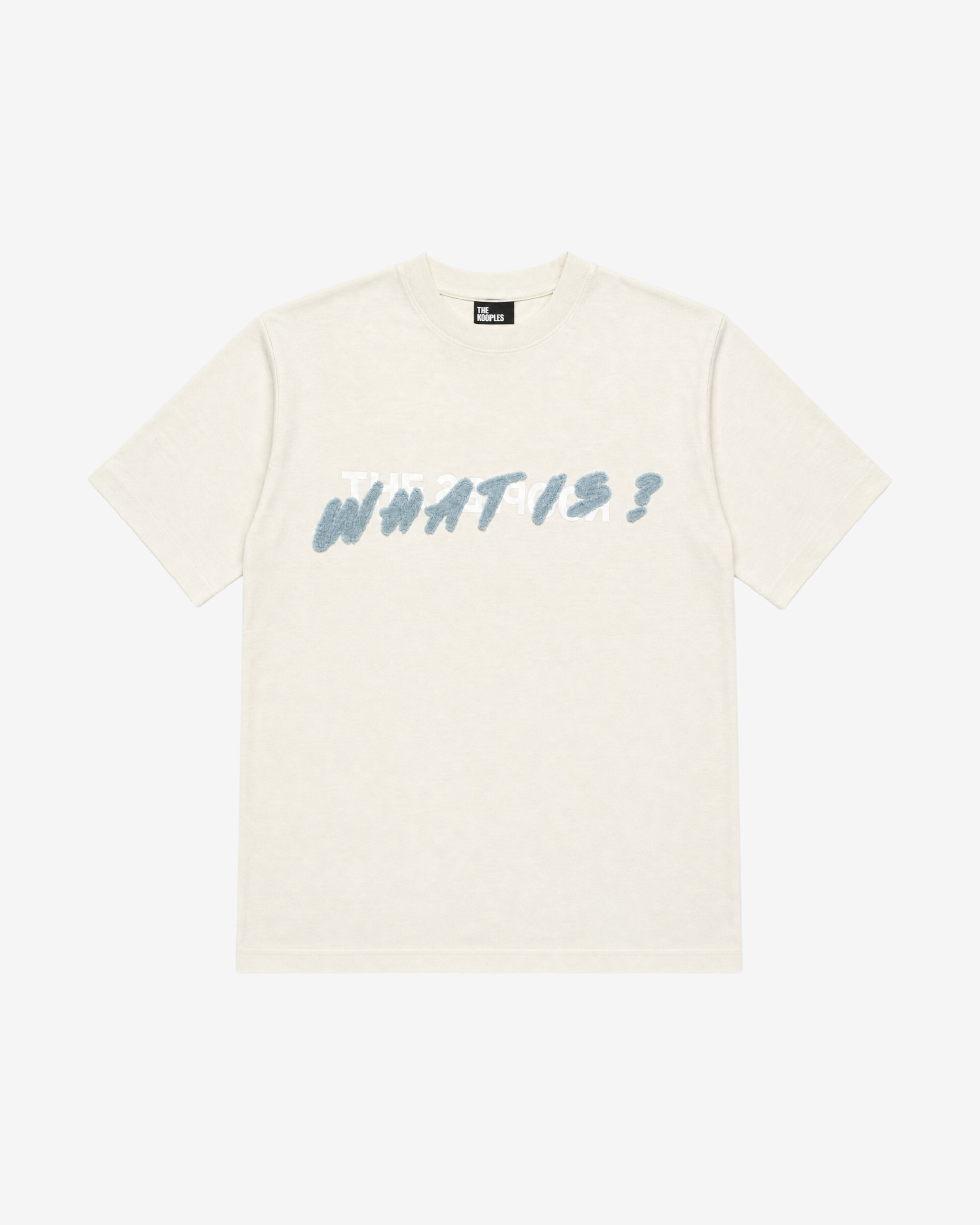Beige 'What Is' Denim Patch T-shirt