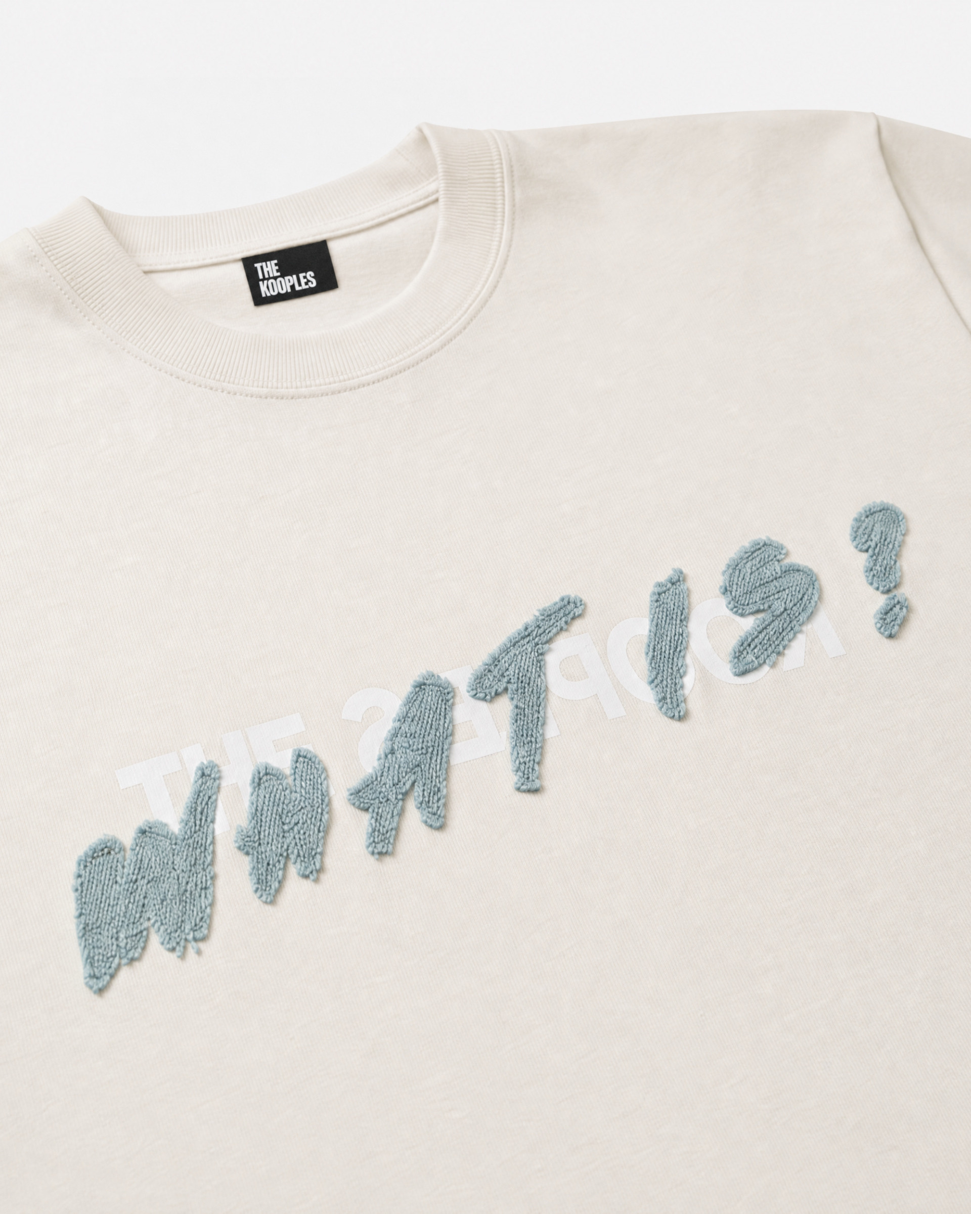 Beige 'What Is' Denim Patch T-shirt