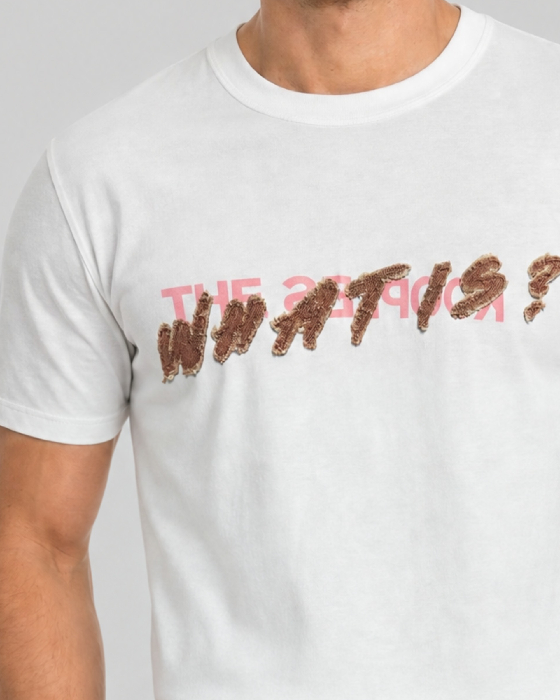 White 'What Is' Denim Patch T-shirt