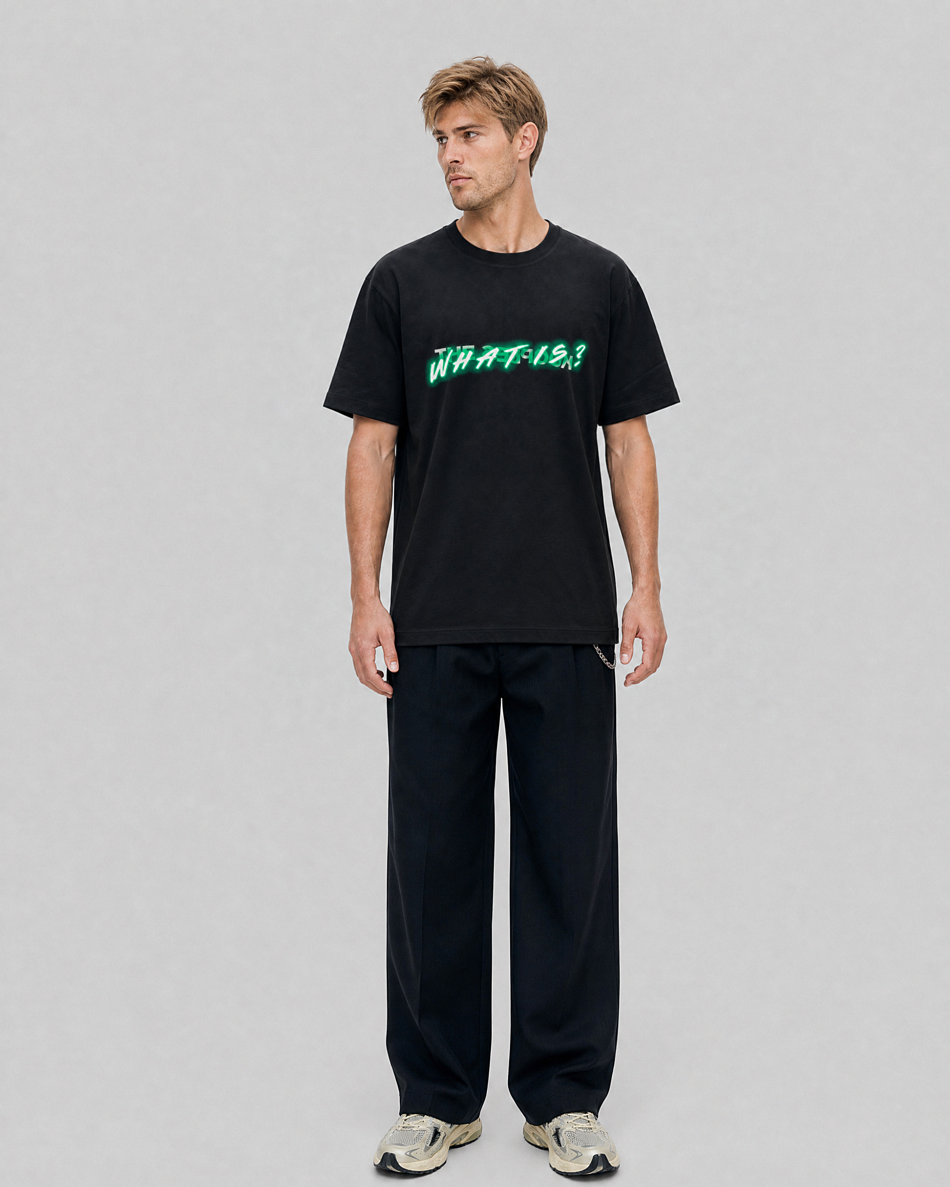 'What is Fluo' T-shirt in black
