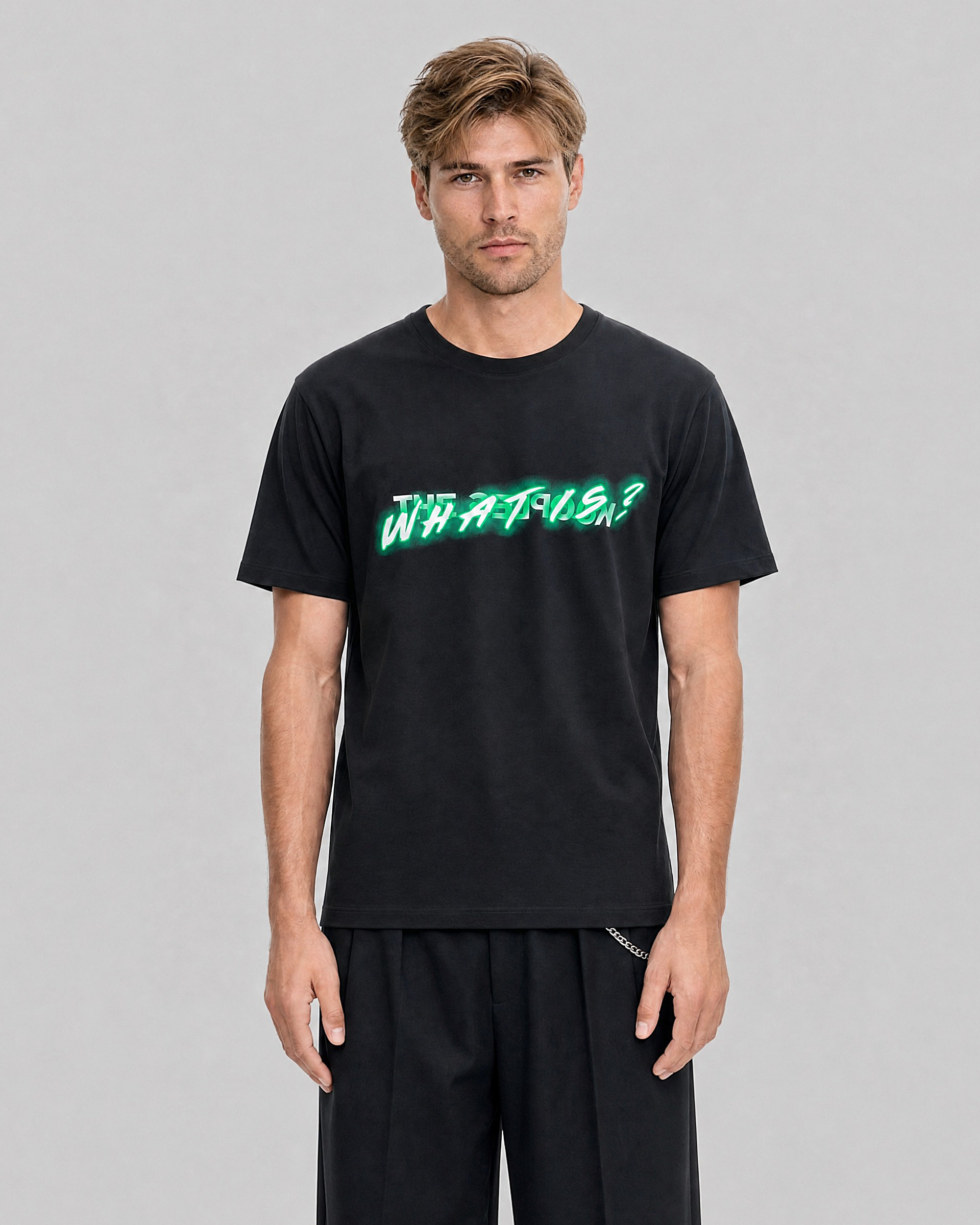 'What is Fluo' T-shirt in black
