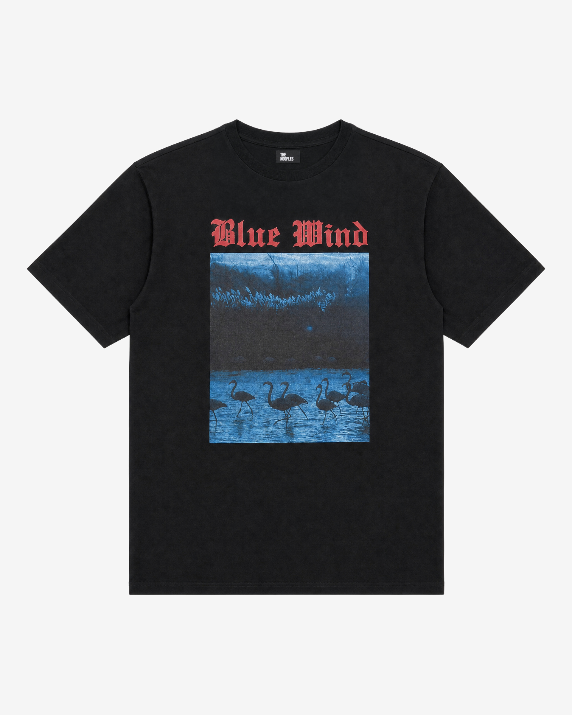 Black Blue Wind Screen-Printed T-Shirt