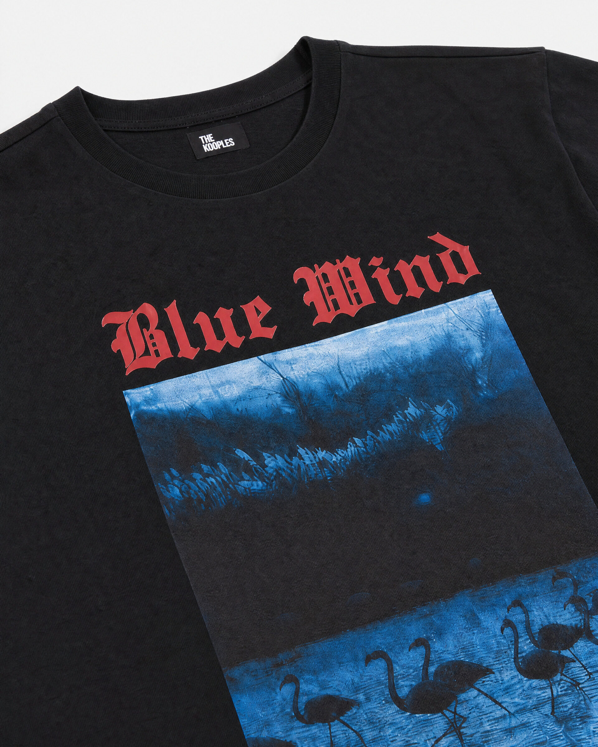 Black Blue Wind Screen-Printed T-Shirt