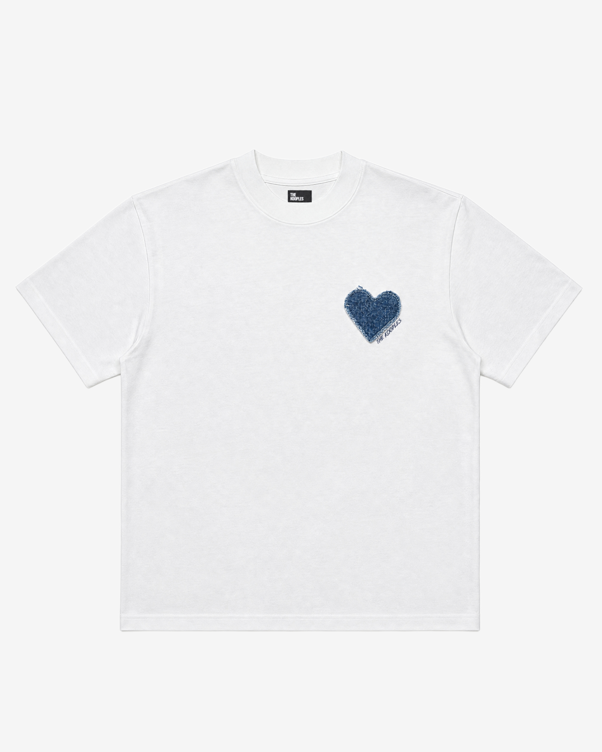 white denim heart patch t-shirt