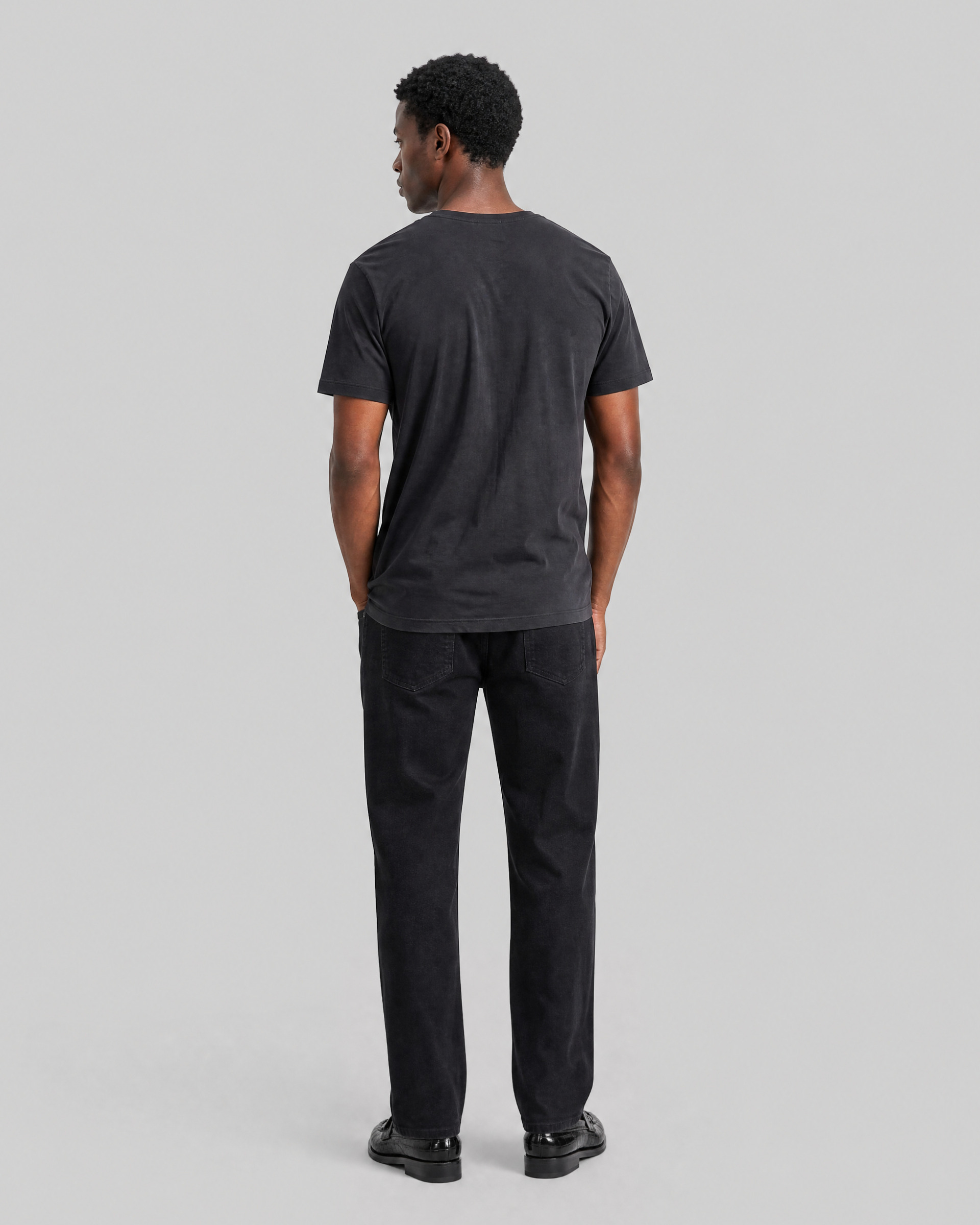 Black T-shirt with screen-printed birds