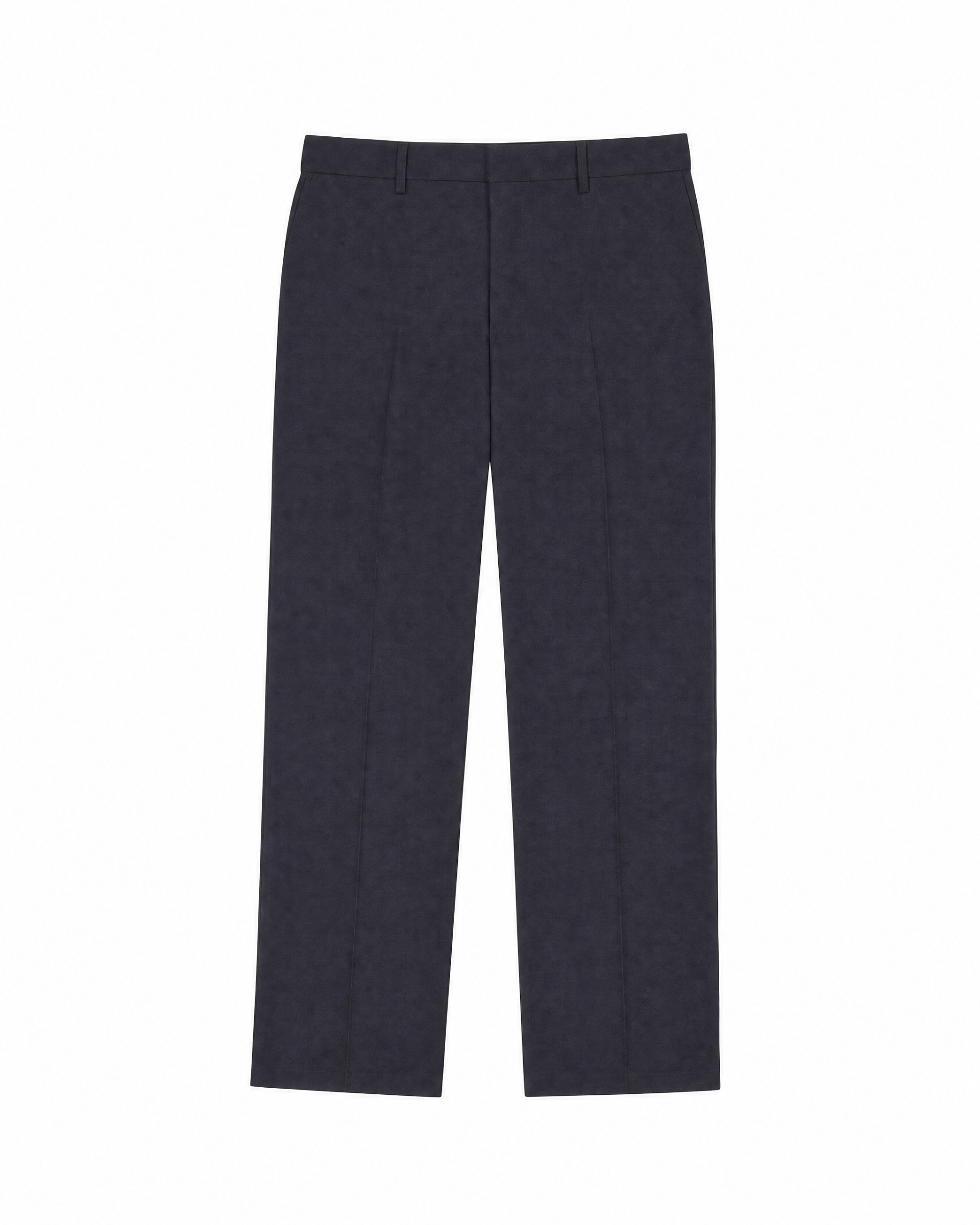 Navy straight-leg wool suit pants