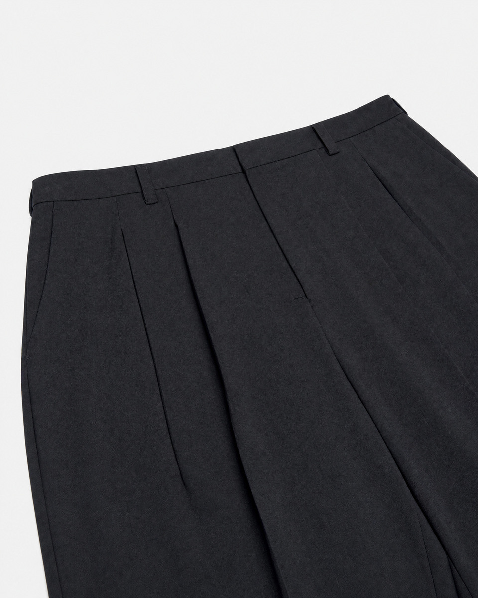 Black wool wide-leg tailored pants