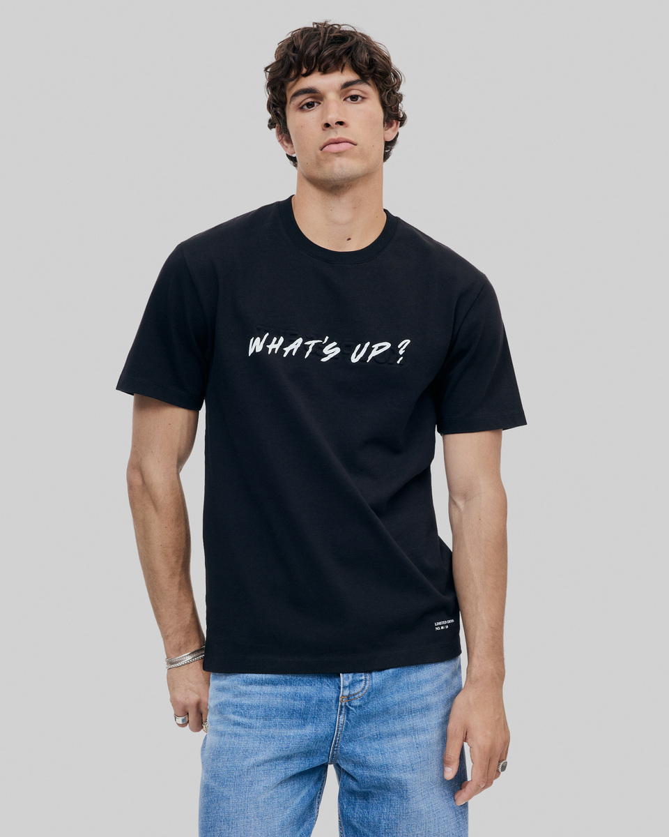 Unisex black 'What's Up' t-shirt