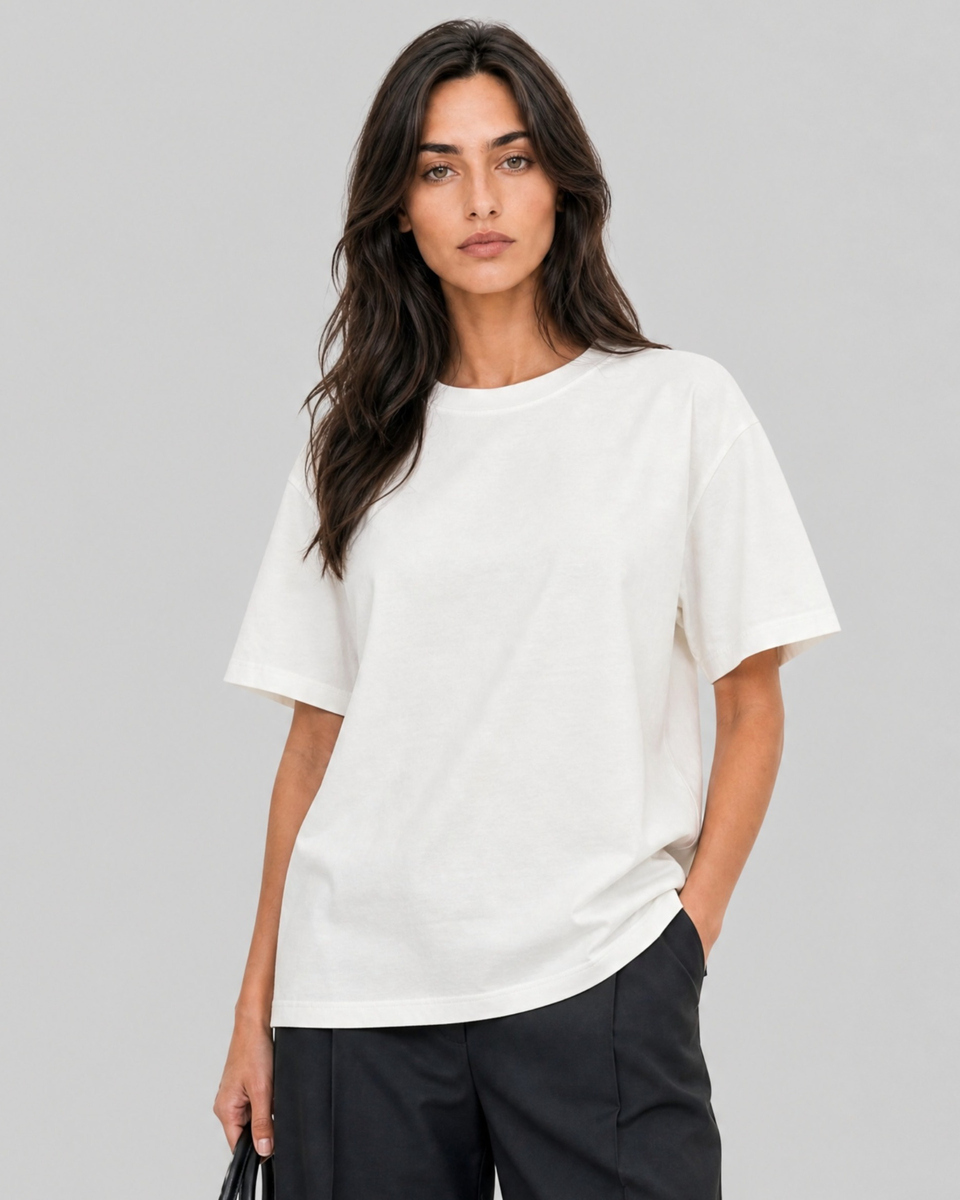 White cotton crew-neck T-shirt