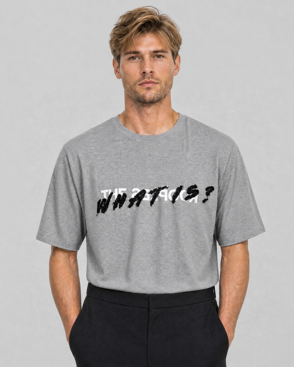 Gray 'What Is' Denim Patch T-Shirt