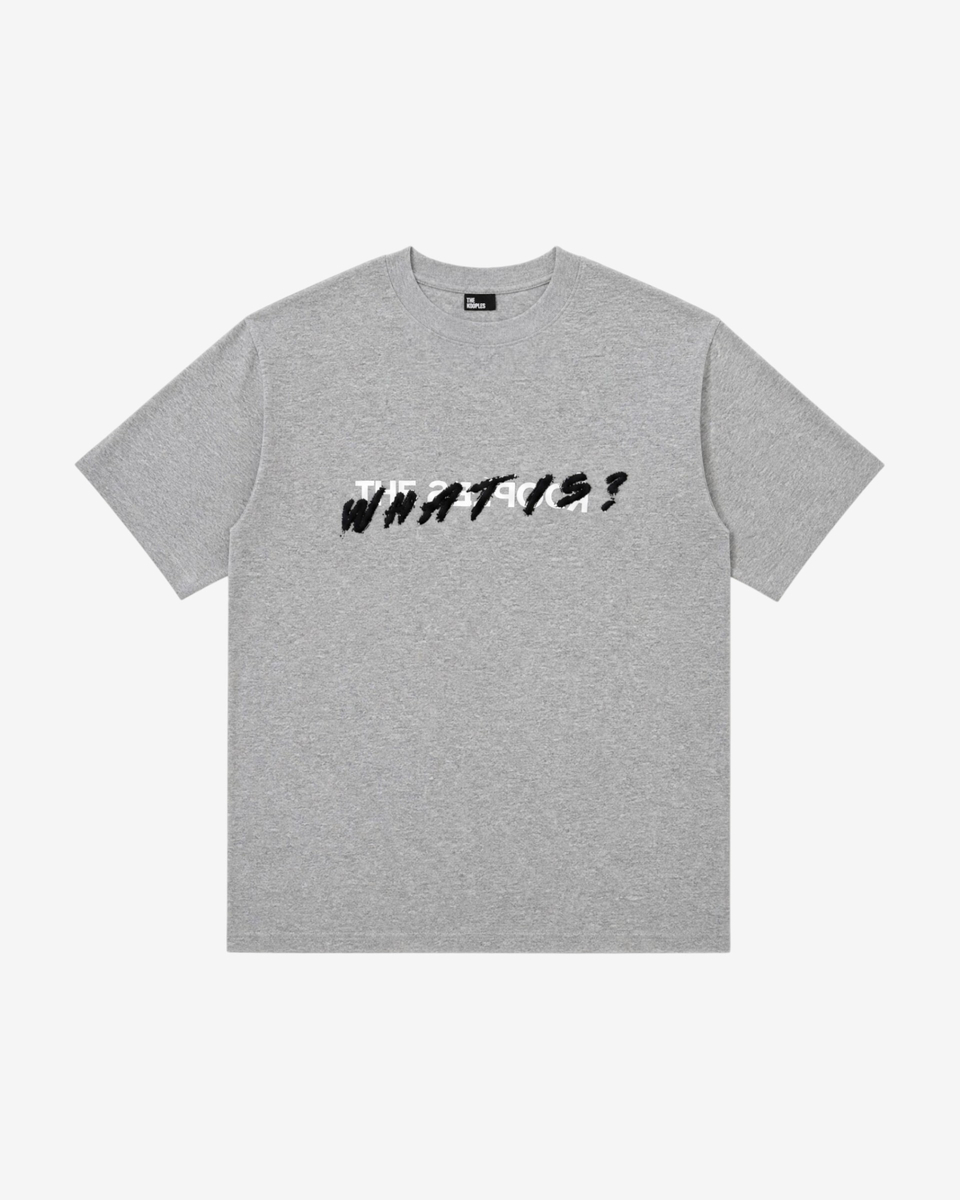 Gray 'What Is' Denim Patch T-Shirt