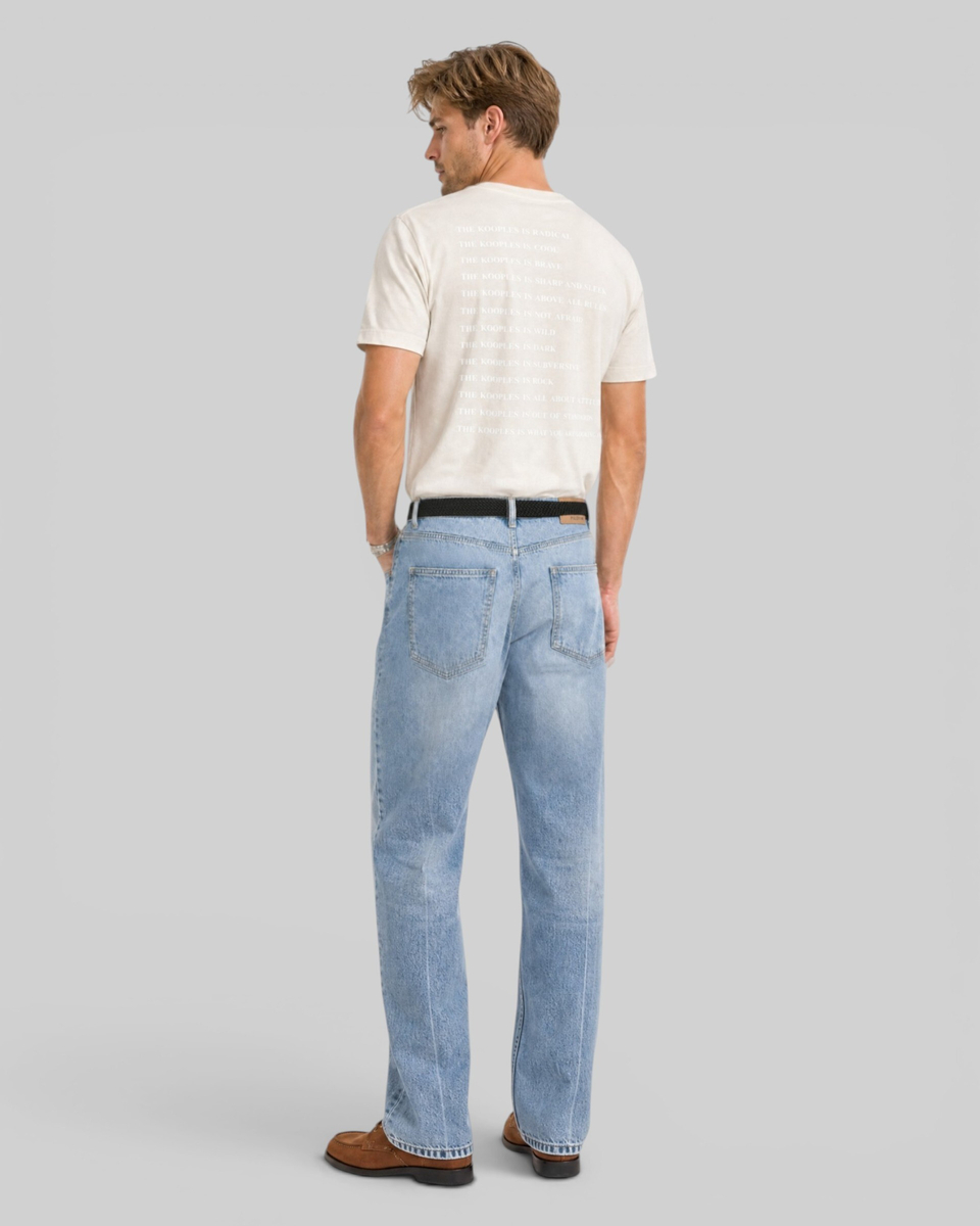 Beige 'What Is' Denim Patch T-shirt