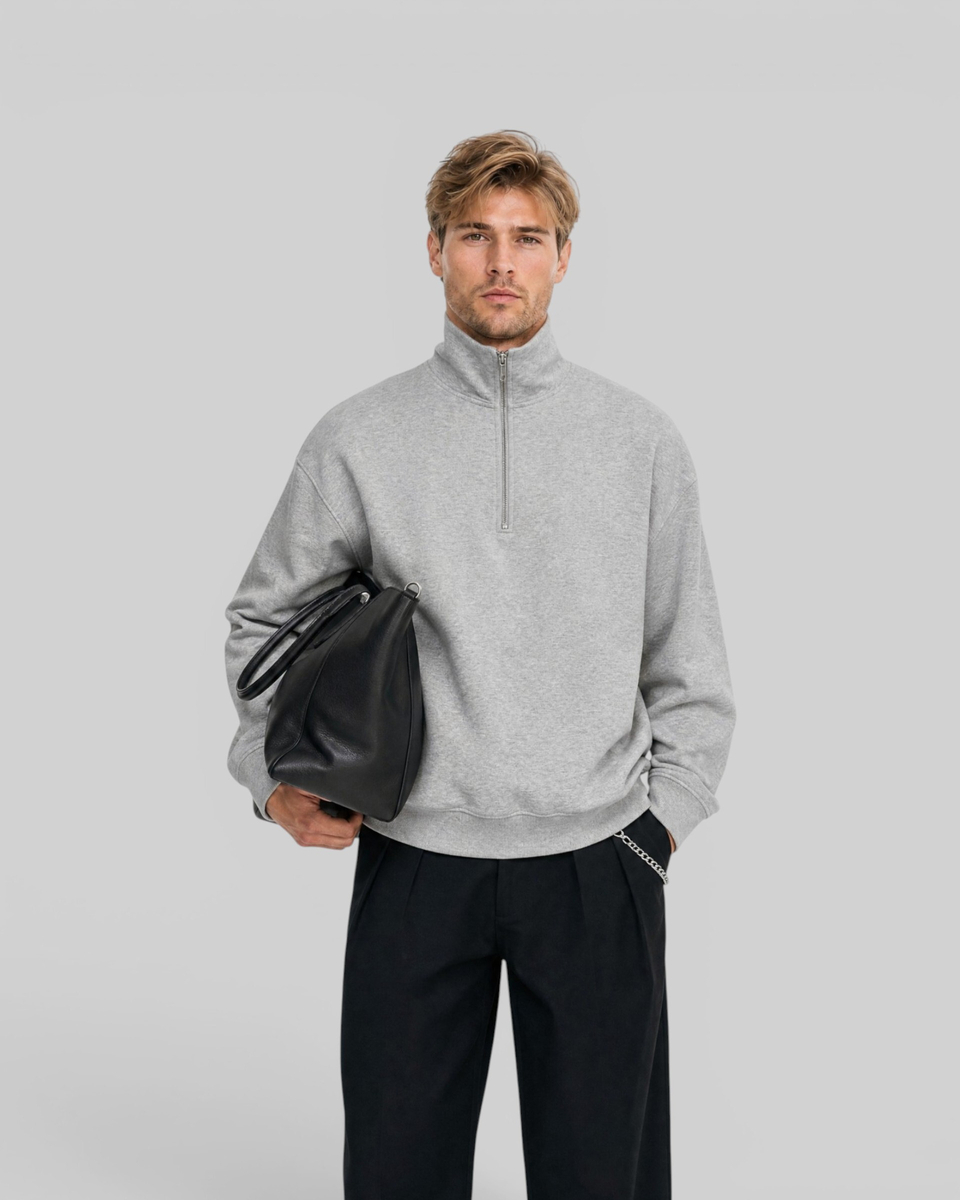 Gray Trucker-Style Sweatshirt