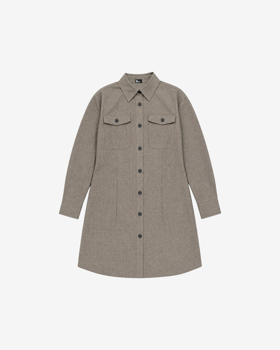 Short beige shirt dress