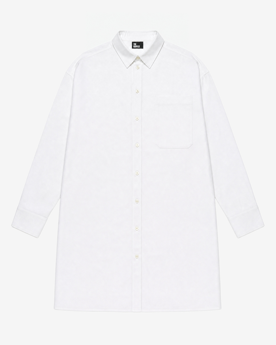 Short white cotton shirt dress