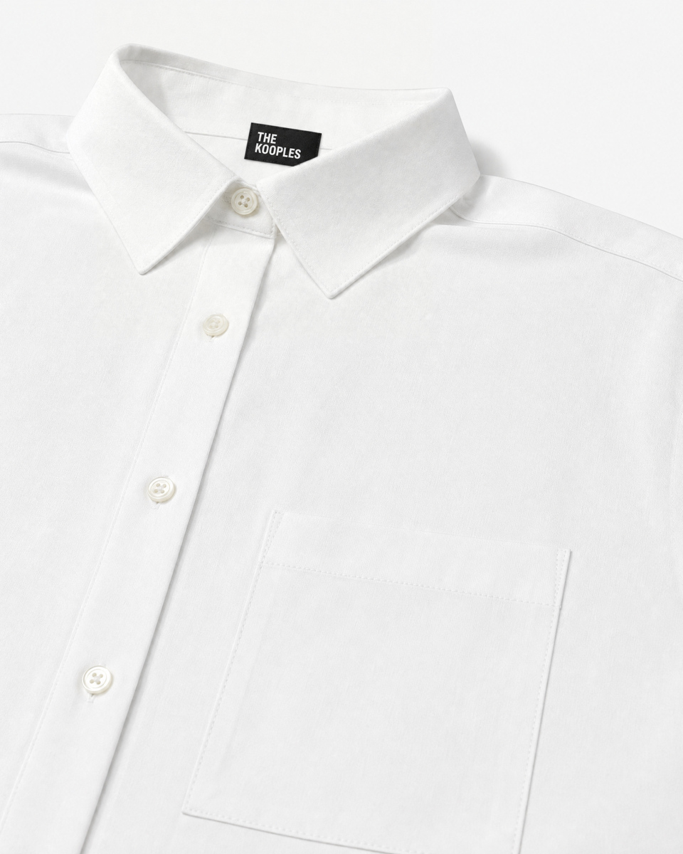 Short white cotton shirt dress