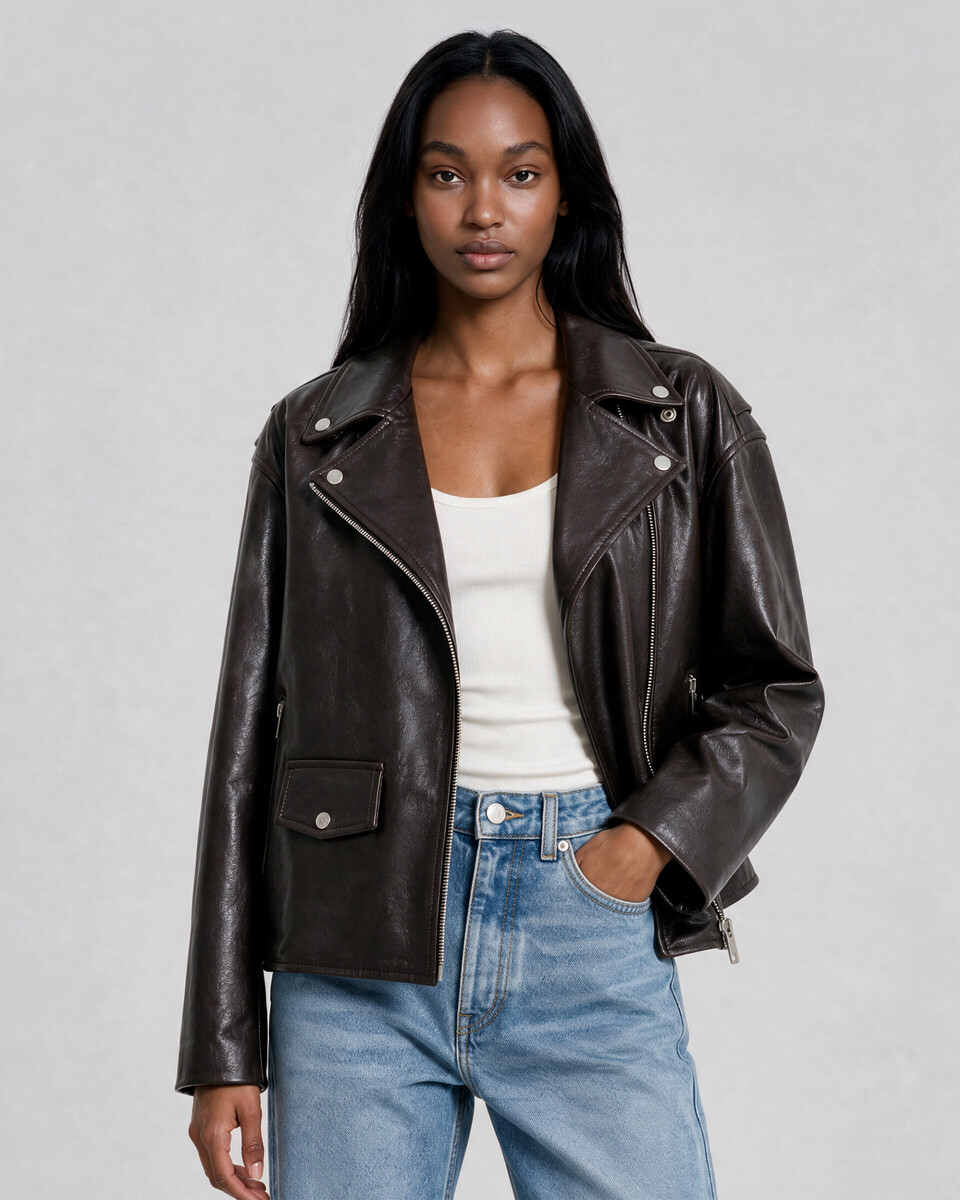 Brown leather jacket