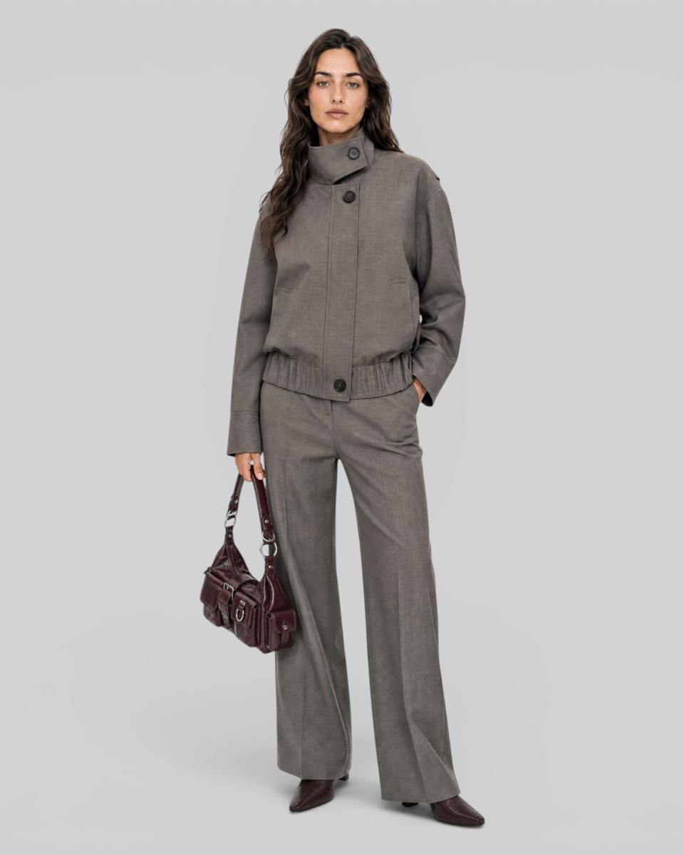 Beige wool-blend jacket