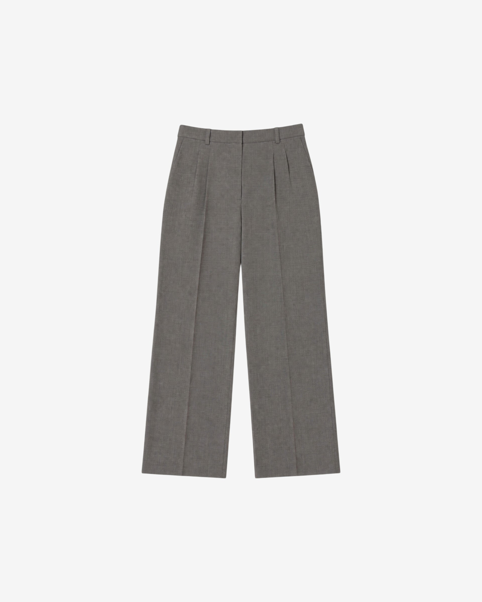 Wide-leg pants in beige wool blend