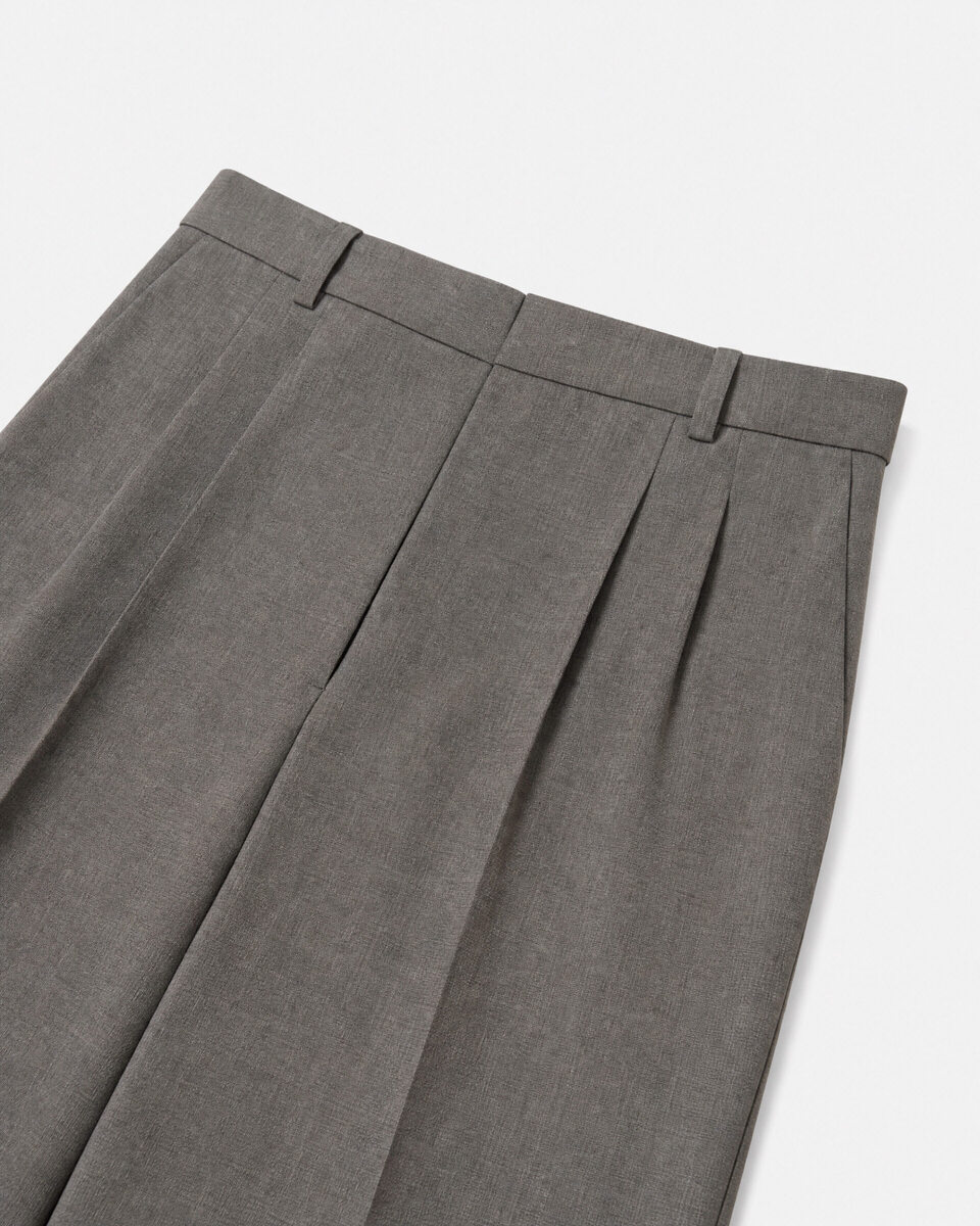 Wide-leg pants in beige wool blend