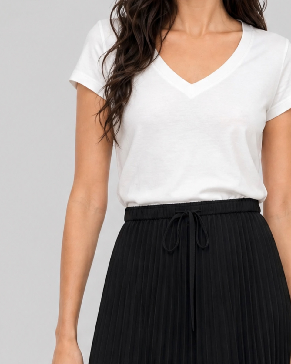 White cotton V-neck T-shirt