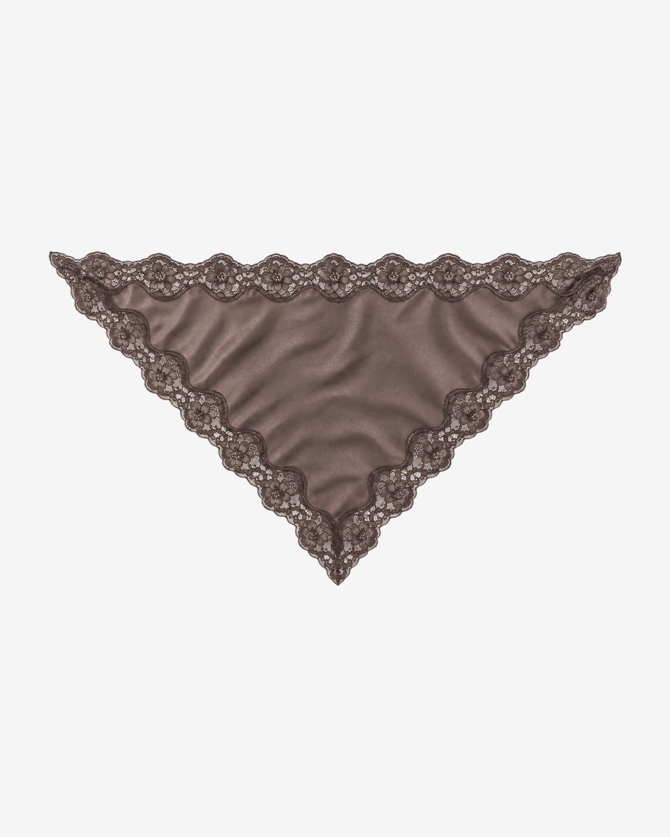 Silk scarf with brown lace