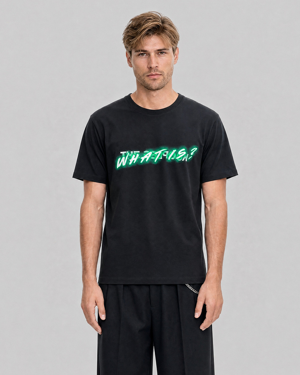 'What is Fluo' T-shirt in black