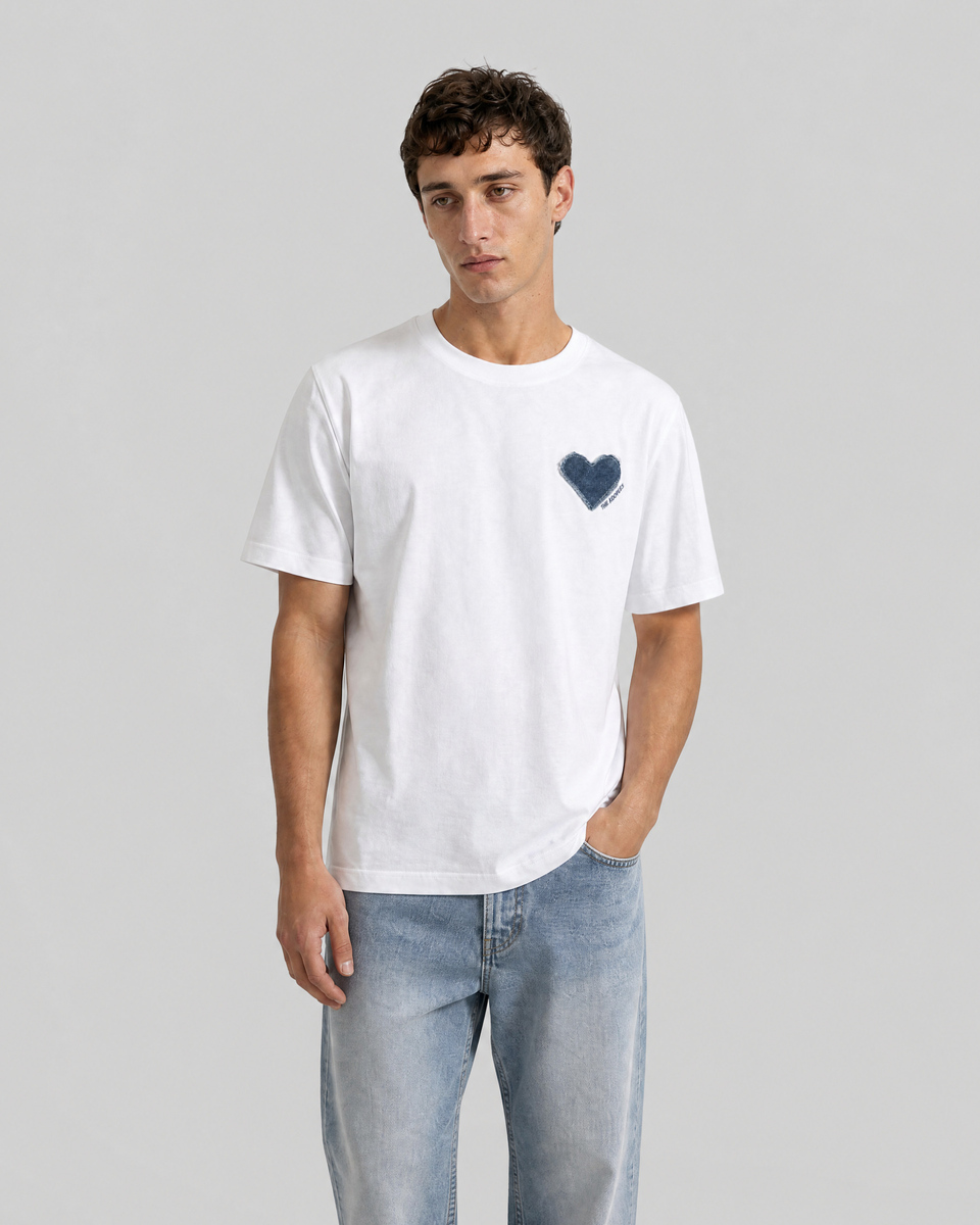 white denim heart patch t-shirt