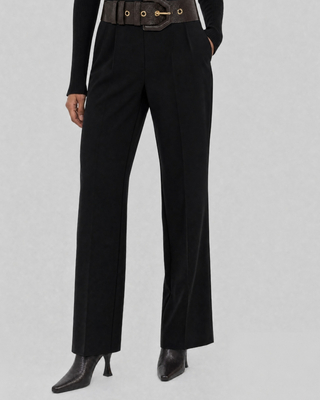 Black wool wide-leg tailored pants