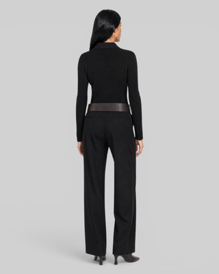 Black wool wide-leg tailored pants