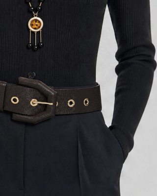 Black wool wide-leg tailored pants