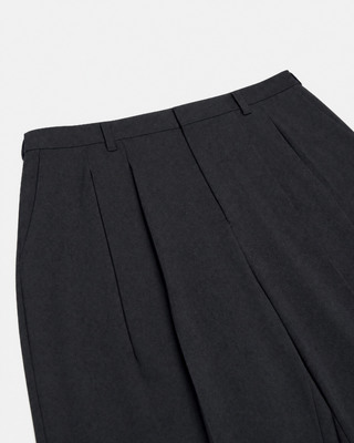 Black wool wide-leg tailored pants