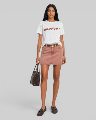 White 'What Is' Denim Patch T-shirt