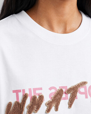 White 'What Is' Denim Patch T-shirt